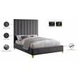 Meridian Furniture Via Rich Velvet King Bed in Gray