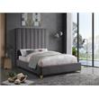 Meridian Furniture Via Rich Velvet Queen Bed in Gray