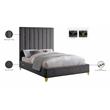 Meridian Furniture Via Rich Velvet Queen Bed in Gray