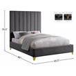 Meridian Furniture Via Rich Velvet Queen Bed in Gray