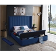 Meridian Furniture Kiki Solid Wood and Velvet King Bed in Navy
