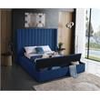 Meridian Furniture Kiki Solid Wood and Velvet King Bed in Navy
