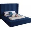 Meridian Furniture Kiki Solid Wood and Velvet King Bed in Navy