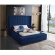 Meridian Furniture Kiki Solid Wood and Velvet Queen Bed in Navy
