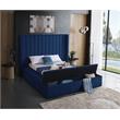 Meridian Furniture Kiki Solid Wood and Velvet Queen Bed in Navy