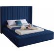 Meridian Furniture Kiki Solid Wood and Velvet Queen Bed in Navy