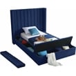 Meridian Furniture Kiki Solid Wood and Velvet Twin Bed in Navy