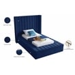 Meridian Furniture Kiki Solid Wood and Velvet Twin Bed in Navy