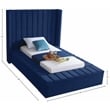 Meridian Furniture Kiki Solid Wood and Velvet Twin Bed in Navy