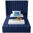 Meridian Furniture Kiki Solid Wood and Velvet Twin Bed in Navy