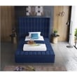 Meridian Furniture Kiki Solid Wood and Velvet Twin Bed in Navy
