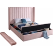 Meridian Furniture Kiki Solid Wood and Velvet Full Bed in Pink