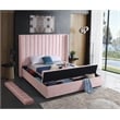 Meridian Furniture Kiki Solid Wood and Velvet Full Bed in Pink