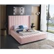 Meridian Furniture Kiki Solid Wood and Velvet Full Bed in Pink