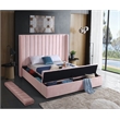 Meridian Furniture Kiki Solid Wood and Velvet King Bed in Pink