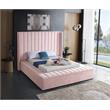 Meridian Furniture Kiki Solid Wood and Velvet King Bed in Pink