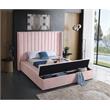 Meridian Furniture Kiki Solid Wood and Velvet King Bed in Pink