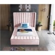 Meridian Furniture Kiki Solid Wood and Velvet Twin Bed in Pink