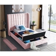Meridian Furniture Kiki Solid Wood and Velvet Twin Bed in Pink