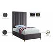 Meridian Furniture Via Rich Velvet Twin Bed in Gray