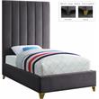 Meridian Furniture Via Rich Velvet Twin Bed in Gray
