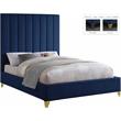 Meridian Furniture Via Rich Velvet Queen Bed in Navy