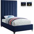 Meridian Furniture Via Rich Velvet Twin Bed in Navy