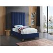 Meridian Furniture Via Rich Velvet Twin Bed in Navy