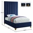 Meridian Furniture Via Rich Velvet Twin Bed in Navy