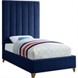 Meridian Furniture Via Rich Velvet Twin Bed in Navy