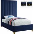Meridian Furniture Via Rich Velvet Twin Bed in Navy