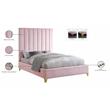 Meridian Furniture Via Rich Velvet King Bed in Pink