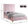 Meridian Furniture Via Rich Velvet Queen Bed in Pink