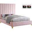Meridian Furniture Via Rich Velvet Queen Bed in Pink