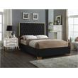 Meridian Furniture Lana Solid Wood and Velvet Queen Bed in Black