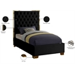 Meridian Furniture Lana Solid Wood and Velvet Twin Bed in Black