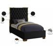 Meridian Furniture Lana Solid Wood and Velvet Twin Bed in Black