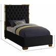 Meridian Furniture Lana Solid Wood and Velvet Twin Bed in Black