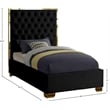 Meridian Furniture Lana Solid Wood and Velvet Twin Bed in Black