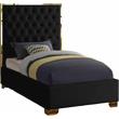 Meridian Furniture Lana Solid Wood and Velvet Twin Bed in Black