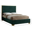 Meridian Furniture Lana Solid Wood and Velvet Full Bed in Green