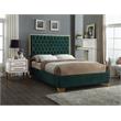 Meridian Furniture Lana Solid Wood and Velvet King Bed in Green
