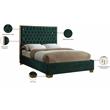 Meridian Furniture Lana Solid Wood and Velvet Queen Bed in Green