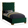 Meridian Furniture Lana Solid Wood and Velvet Twin Bed in Green
