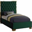 Meridian Furniture Lana Solid Wood and Velvet Twin Bed in Green