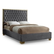 Meridian Furniture Lana Solid Wood and Velvet Full Bed in Gray