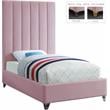 Meridian Furniture Via Rich Velvet Twin Bed in Pink