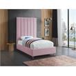 Meridian Furniture Via Rich Velvet Twin Bed in Pink
