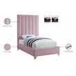 Meridian Furniture Via Rich Velvet Twin Bed in Pink