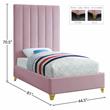 Meridian Furniture Via Rich Velvet Twin Bed in Pink